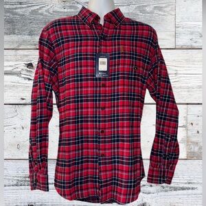 Chaps NWT Red Plaid Brushed Flannel Long Sleeve Shirt. Men's Size - Large